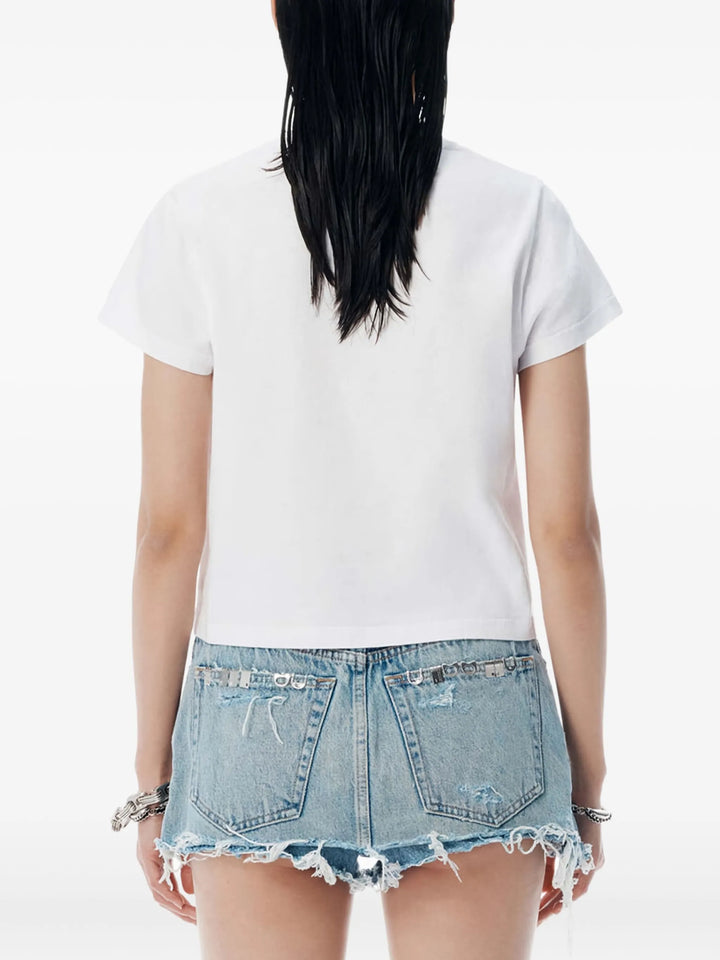 Crystal Rhinestone Cotton Logo T-Shirt