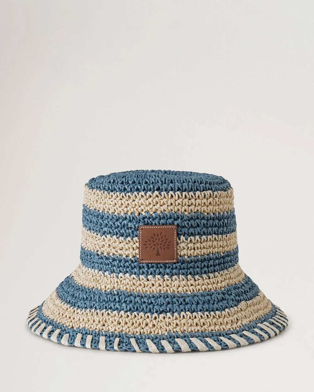 Horizontal Striped Bucket Hat Brighton Blue Paper Raffia