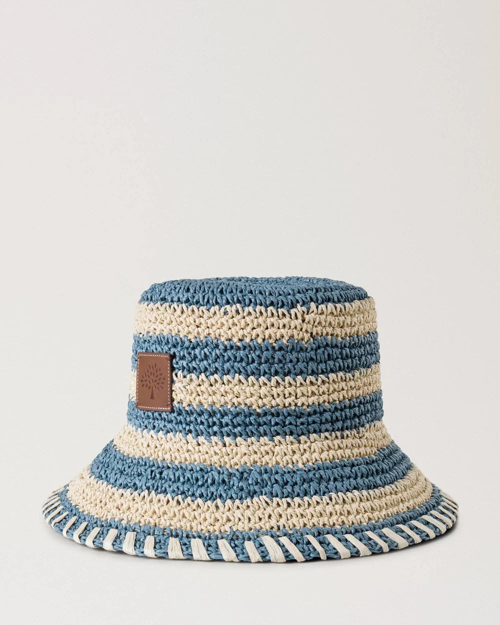 Horizontal Striped Bucket Hat Brighton Blue Paper Raffia
