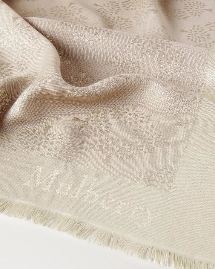 Mulberry Tree Square Cashmere Taupe Cotton Silk Blend