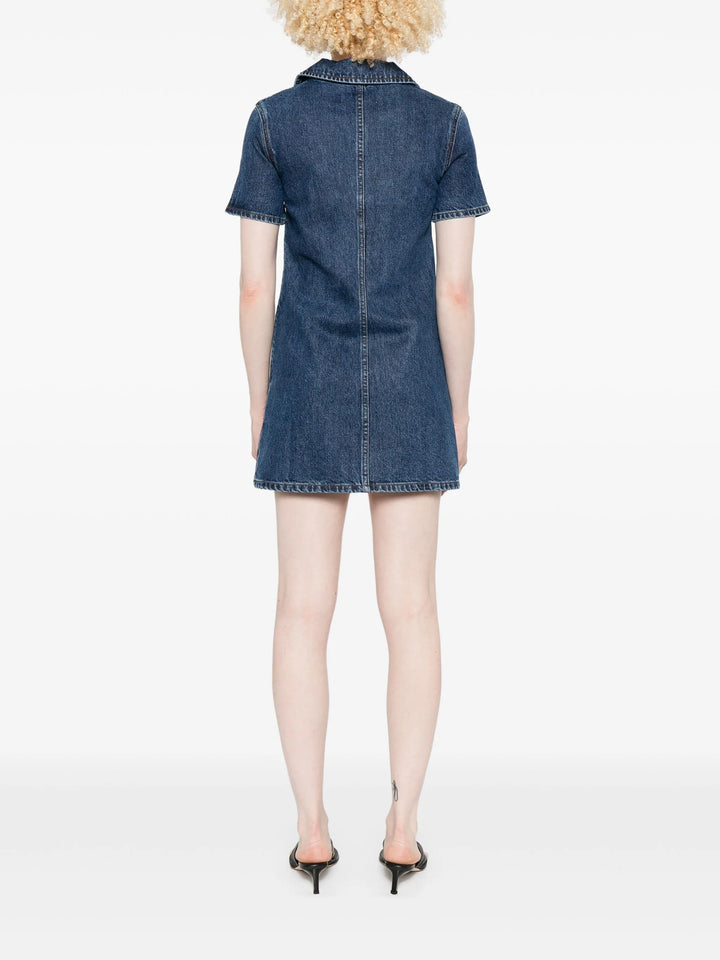 Denim Crystal Bow Mini Dress