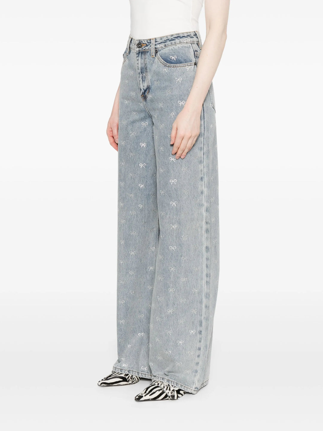 Light Blue Diamante Bow Jeans