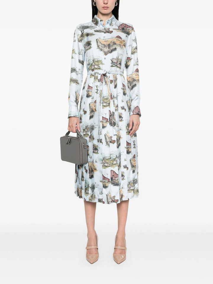 Scenic Toile Silk Shirtdress