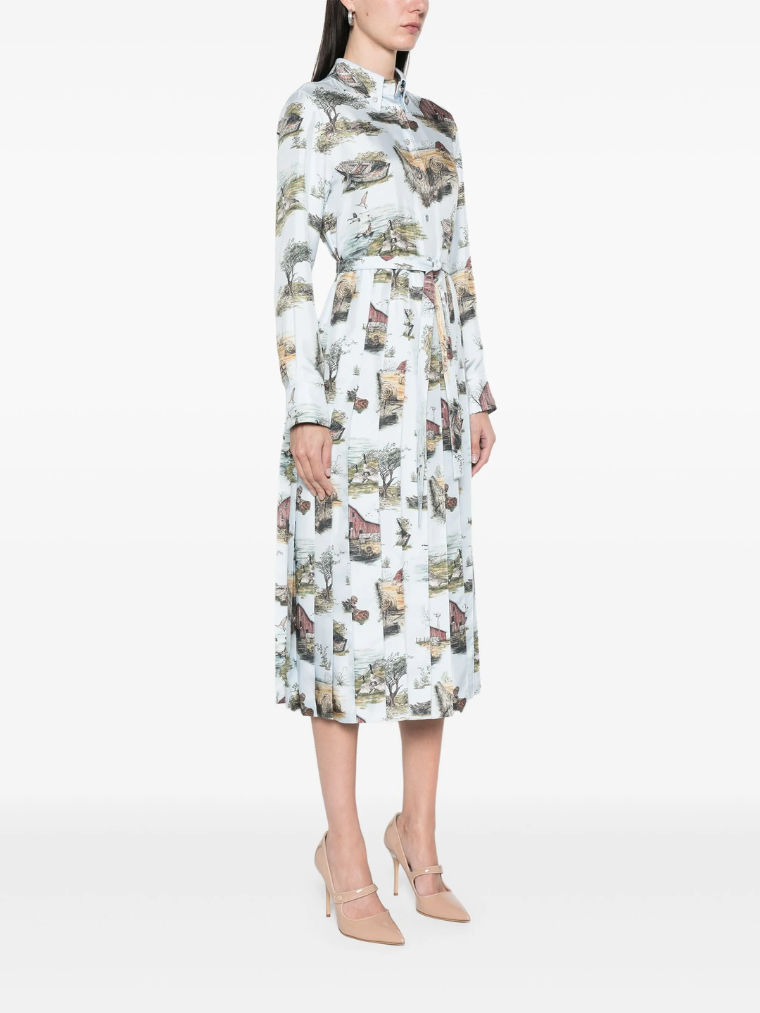 Scenic Toile Silk Shirtdress