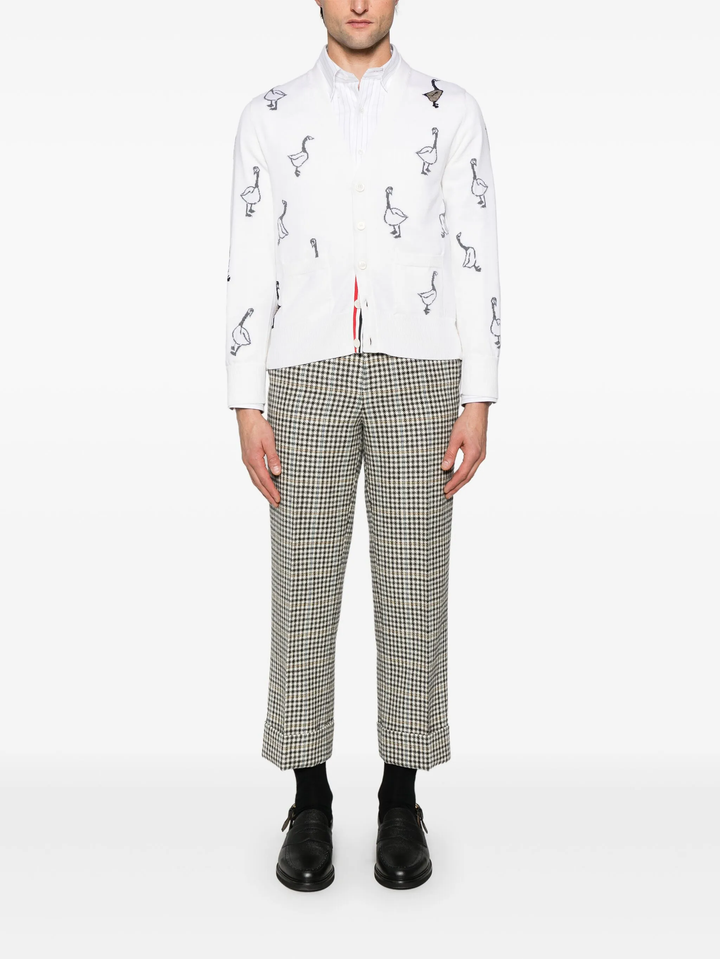 Scenic Jersey Intarsia Cashmere V Neck Cardigan