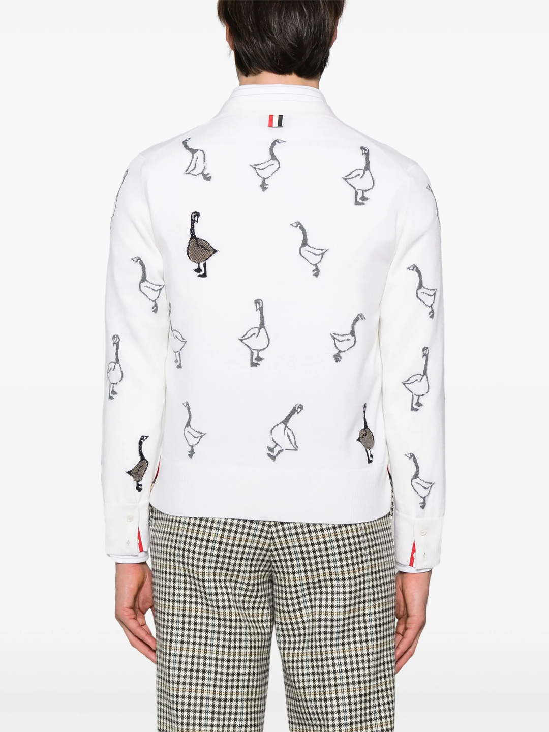 Scenic Jersey Intarsia Cashmere V Neck Cardigan