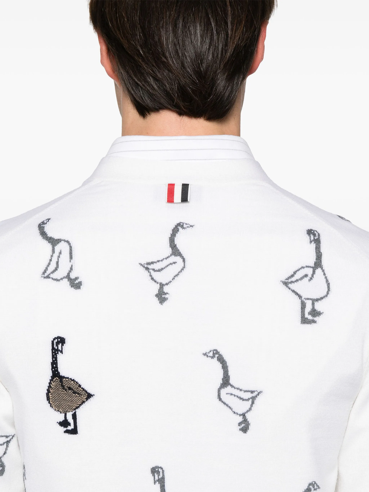 Scenic Jersey Intarsia Cashmere V Neck Cardigan