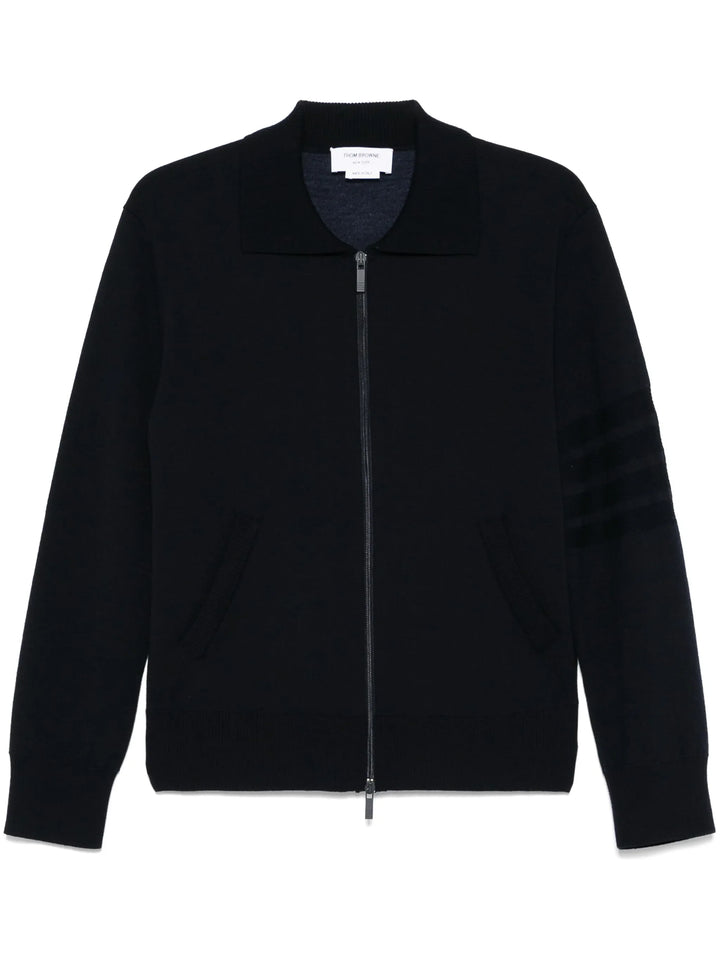 Merino Wool Double Face 4-Bar Zip Up Cardigan Men