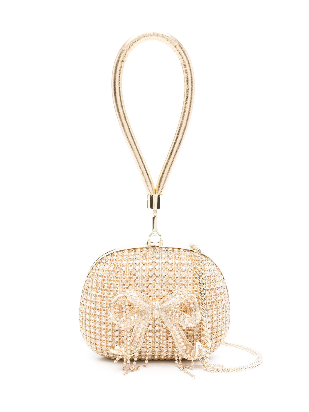 Gold Crystal Top Handle Clutch Bag