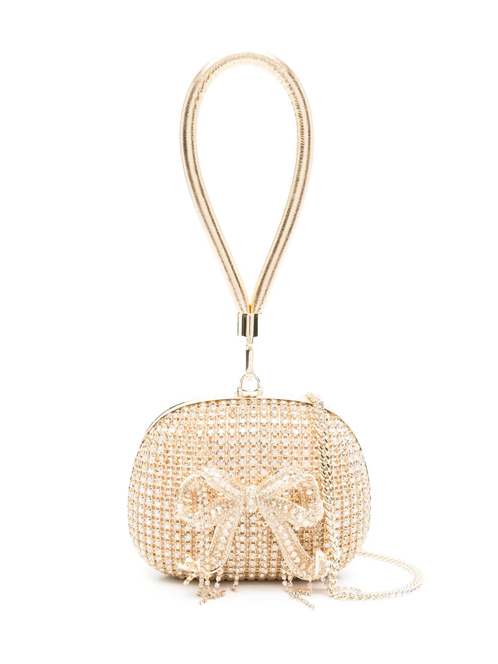 Gold Crystal Top Handle Clutch Bag