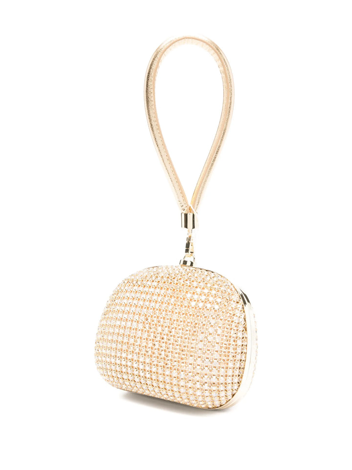 Gold Crystal Top Handle Clutch Bag