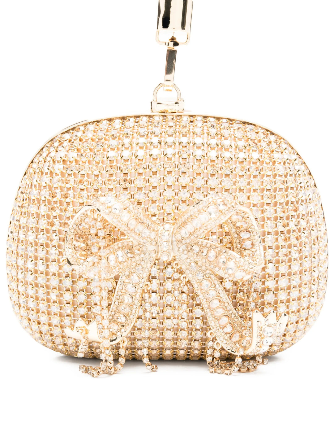 Gold Crystal Top Handle Clutch Bag