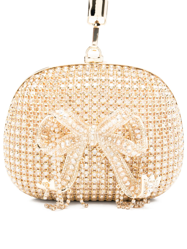 Gold Crystal Top Handle Clutch Bag