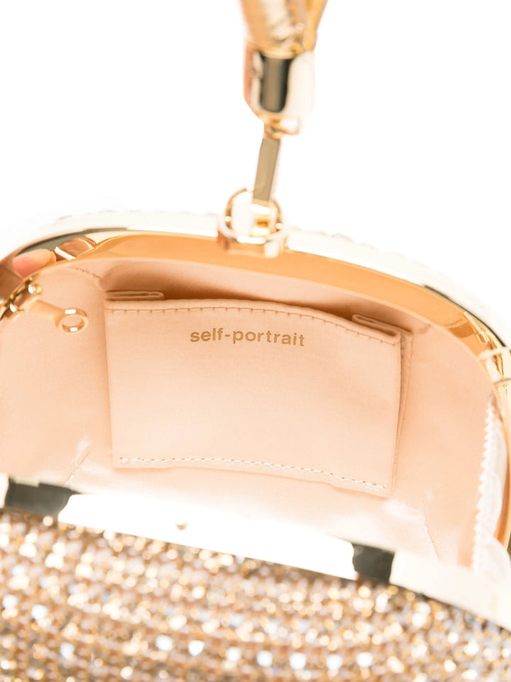 Gold Crystal Top Handle Clutch Bag