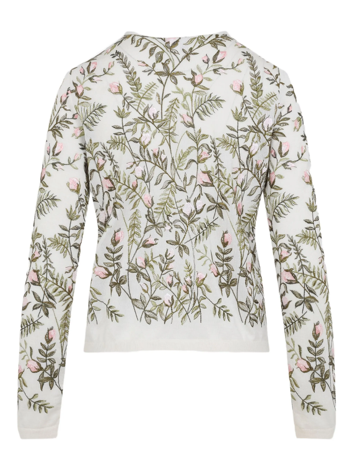 Floral Embroidered Knit Cardigan