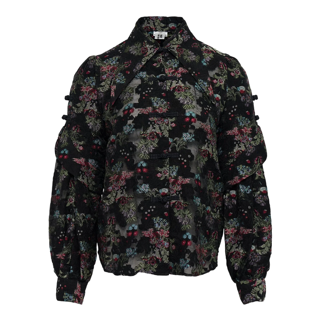 Floral Pattern Cut Jacquard Shirt