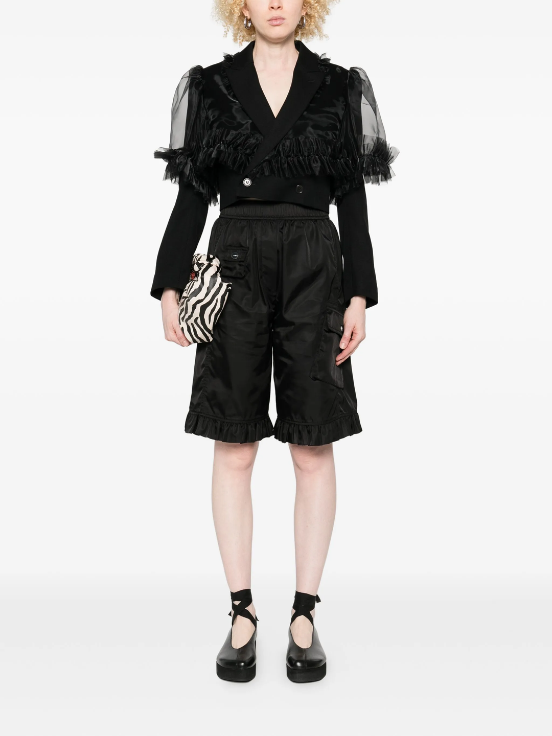 Wool Gabardine x Polyester Organza Jacket