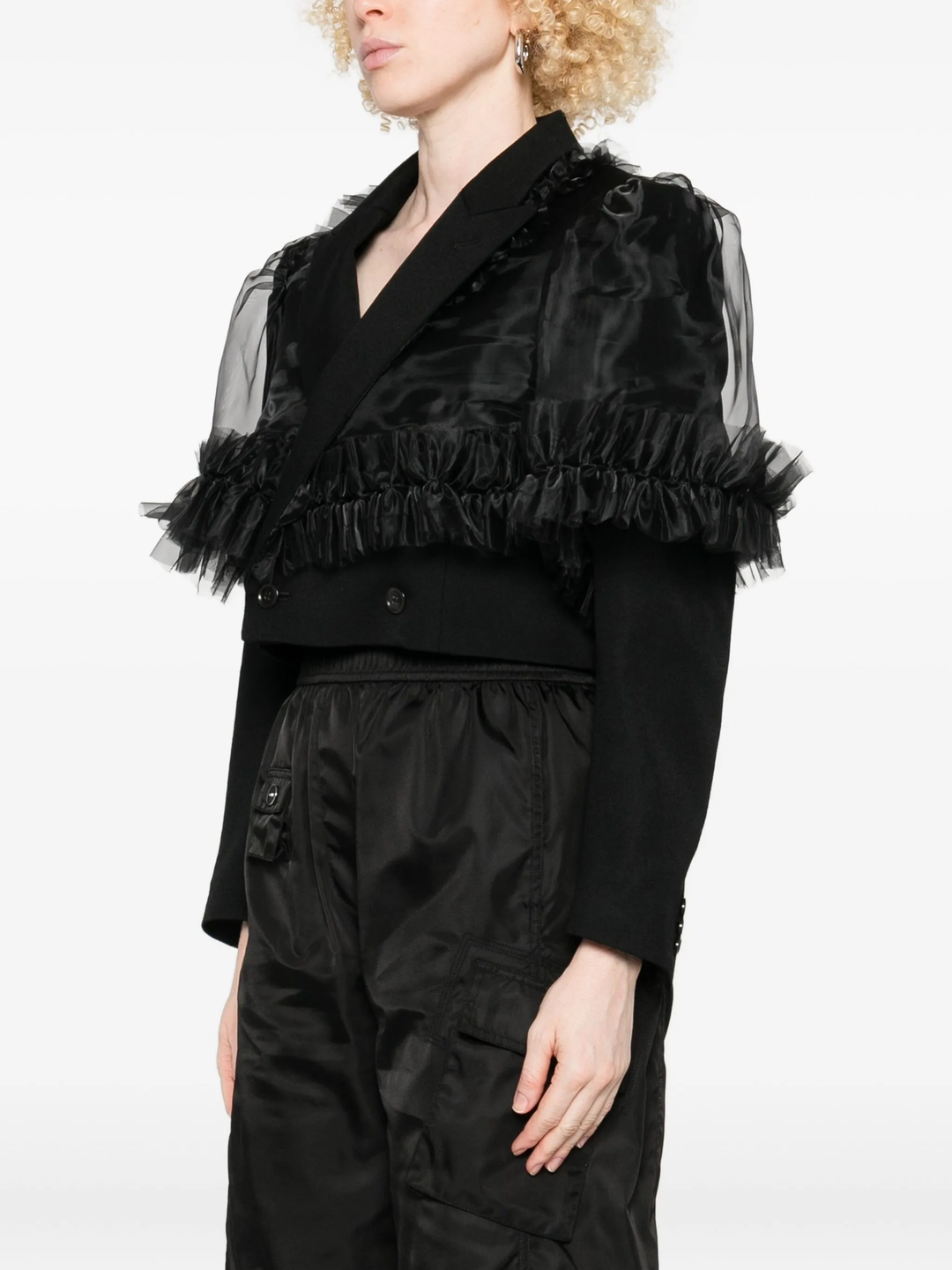 Wool Gabardine x Polyester Organza Jacket