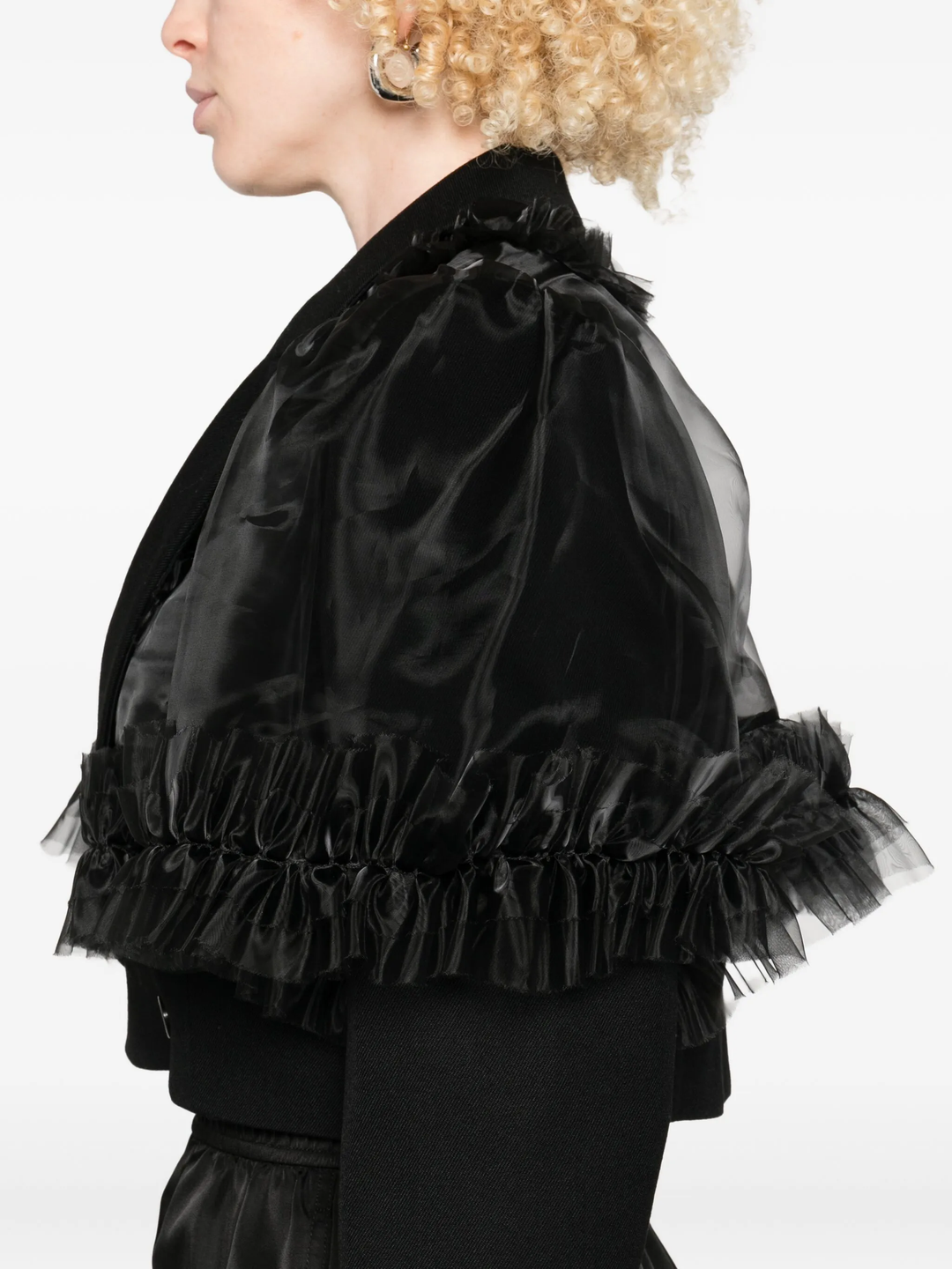 Wool Gabardine x Polyester Organza Jacket