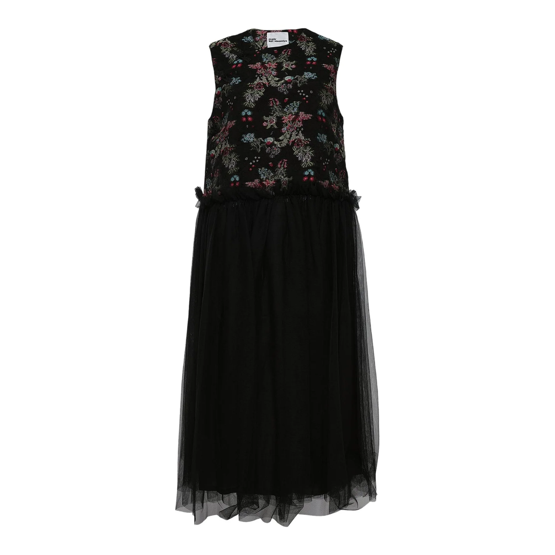 Floral Pattern Cut Jacquard Dress