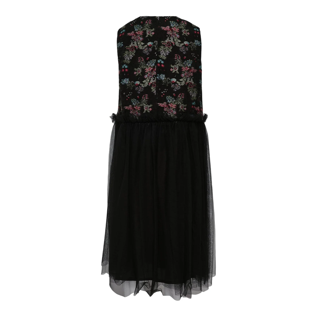 Floral Pattern Cut Jacquard Dress