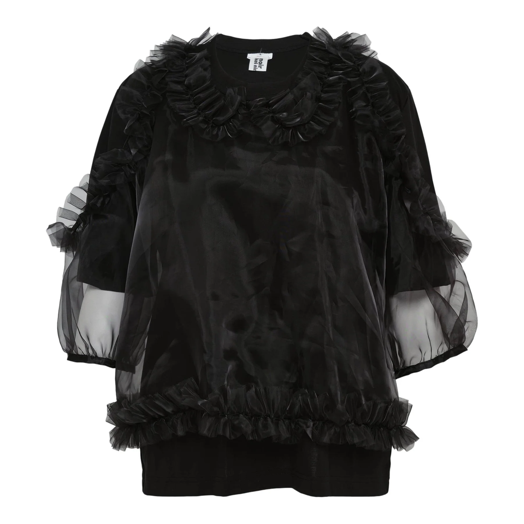 Cotton Ponte x Polyester Organza T-Shirt