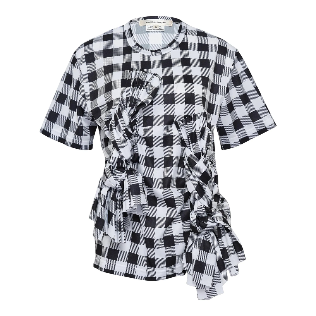 Polyester Smooth Print Gingham T-Shirt