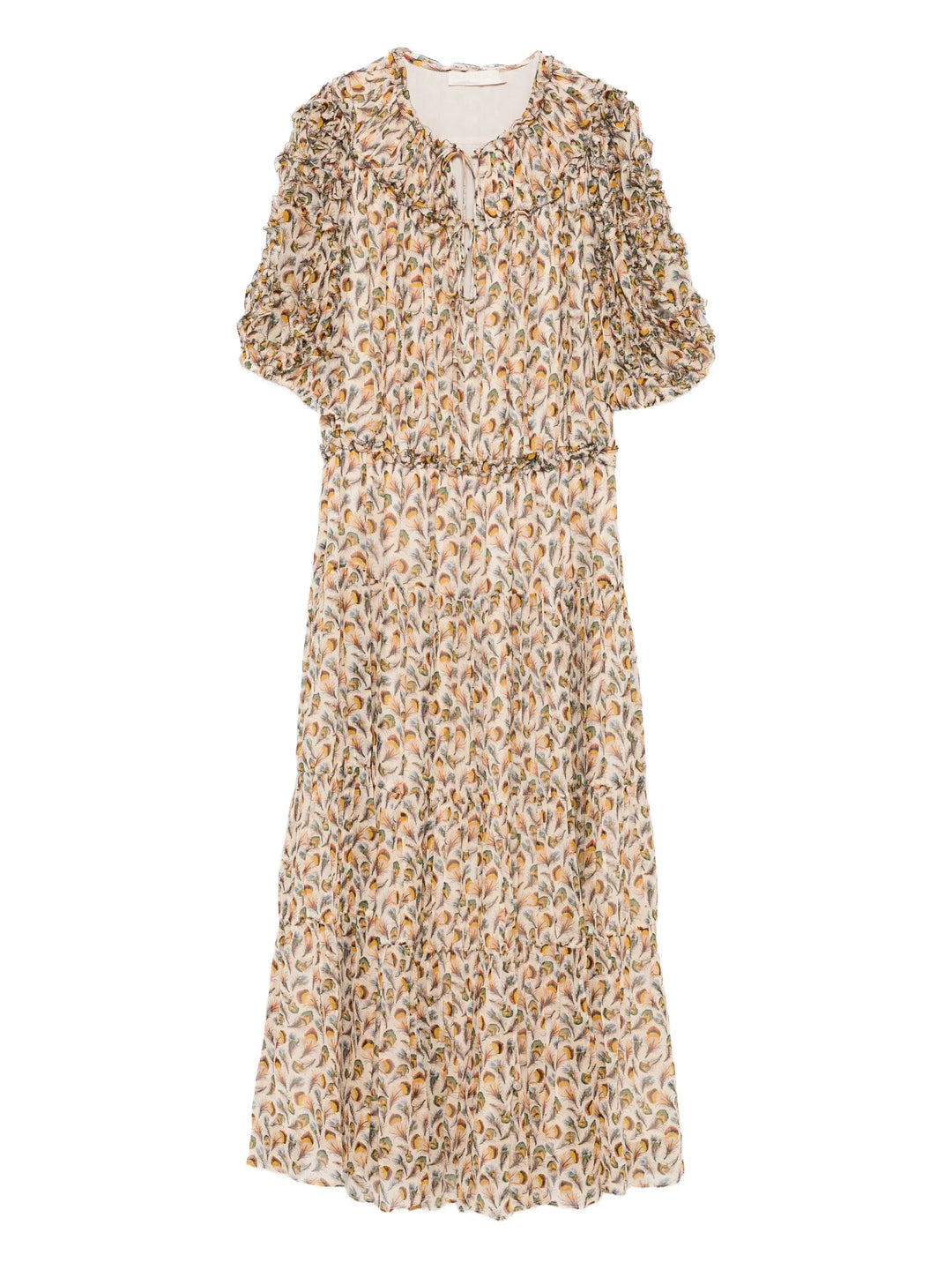 Nan Silk Short Sleeve Midi Dress