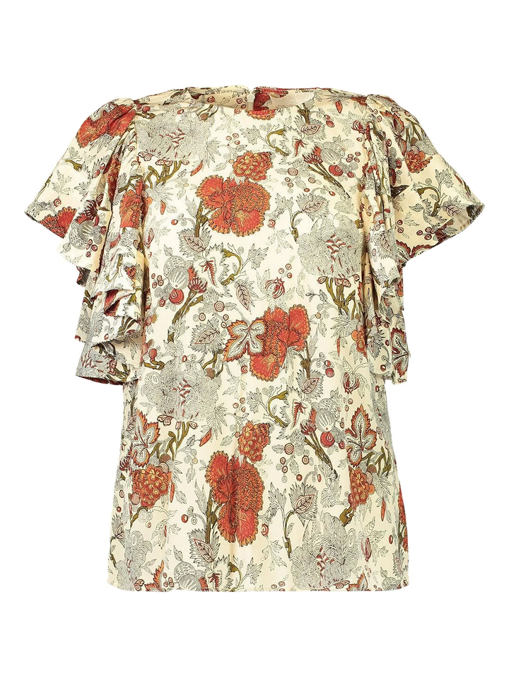 Lena Silk Flutter Sleeve Blouse