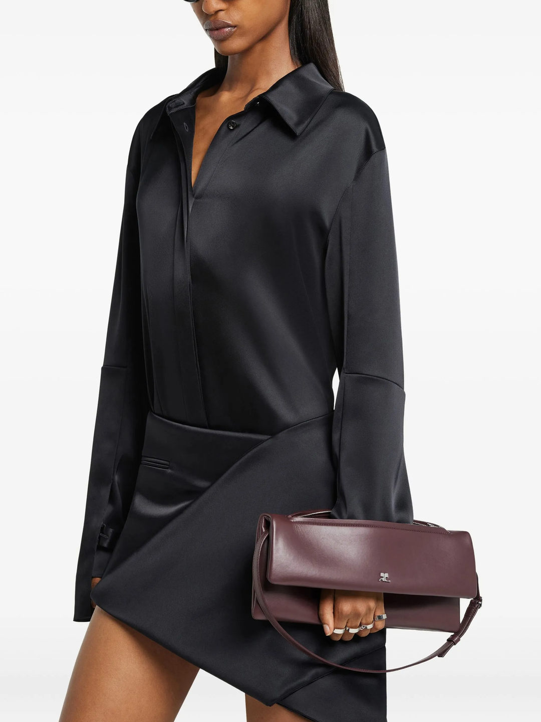 Folded Satin Mini Skirt