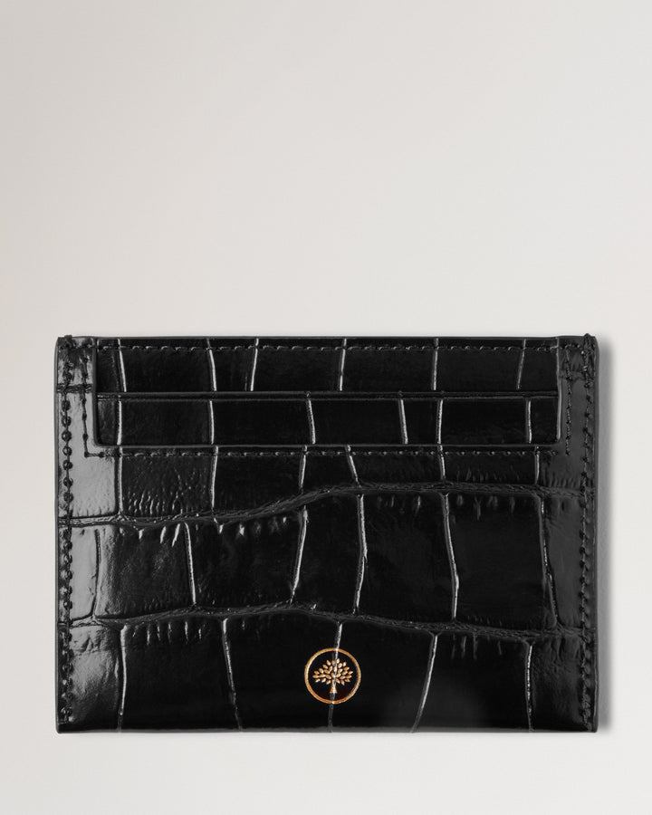 Credit Card Slip Black Shiny Small Croc