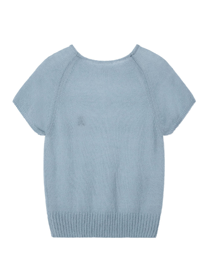 Raglan Half Sleeve Knit Top
