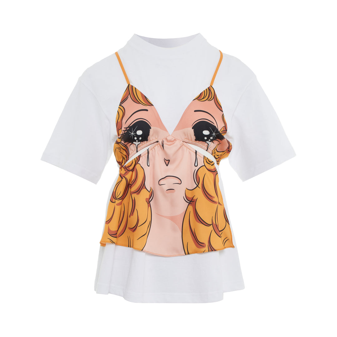 pushBUTTON White Crying Girl Slip Layered Top – Available at Club 21, Official Retailer in Singapore, Malaysia & Thailand with Global Shipping Online