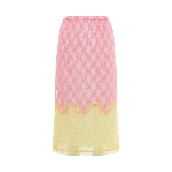 pushBUTTON Pink Wave Lace Sheer Midi Skirt – Available at Club 21, Official Retailer in Singapore, Malaysia & Thailand with Global Shipping Online