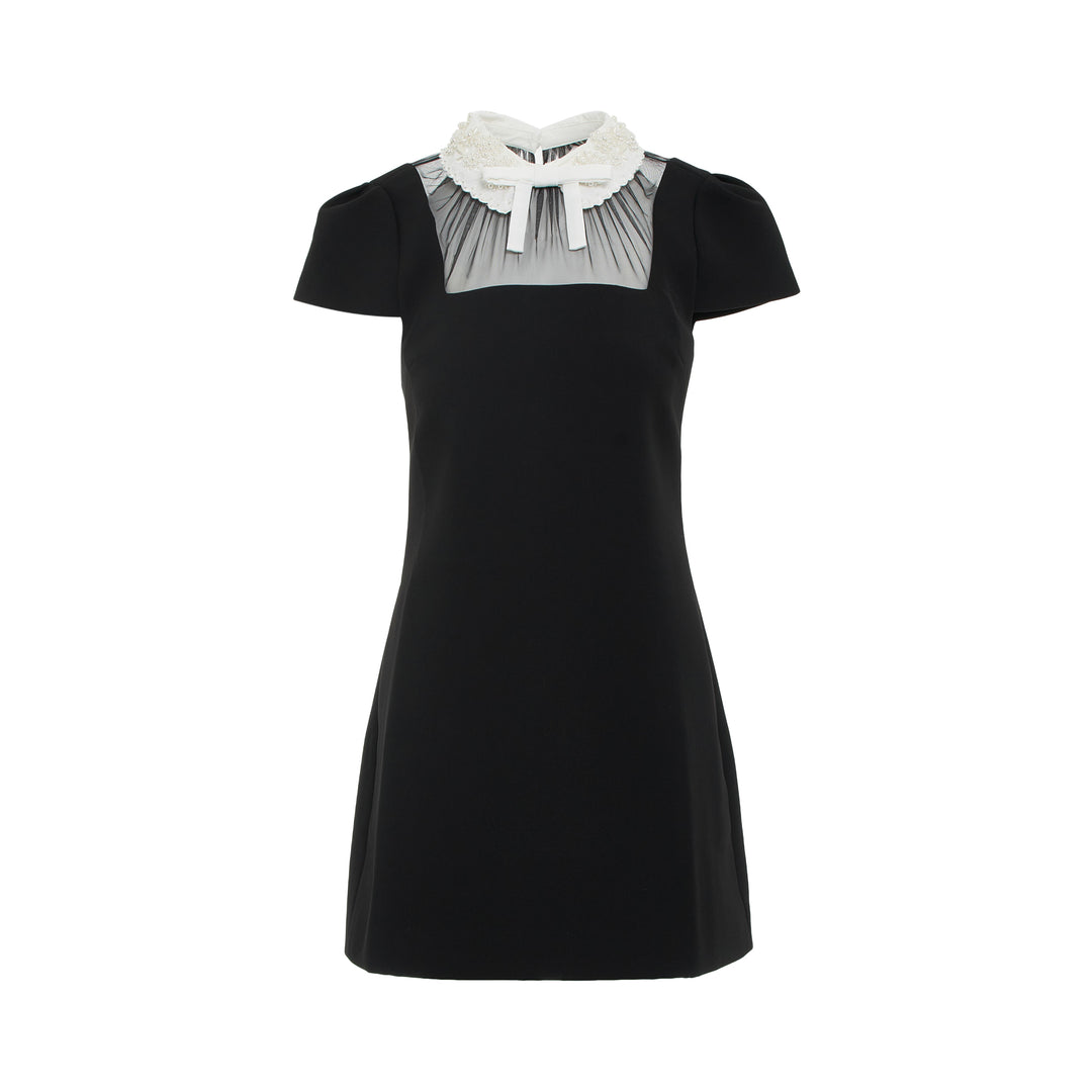 Self-Portrait Black Crepe Bow Collar Mini Dress – Available at Club 21, Official Retailer in Singapore, Malaysia & Thailand with Global Shipping Online