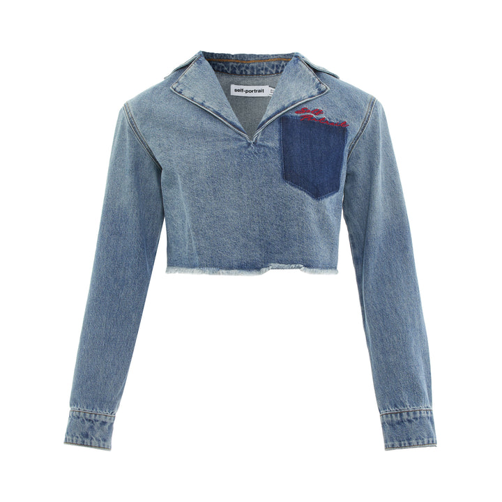 Self-Portrait Cropped Denim Shirt – Available at Club 21, Official Retailer in Singapore, Malaysia & Thailand with Global Shipping Online