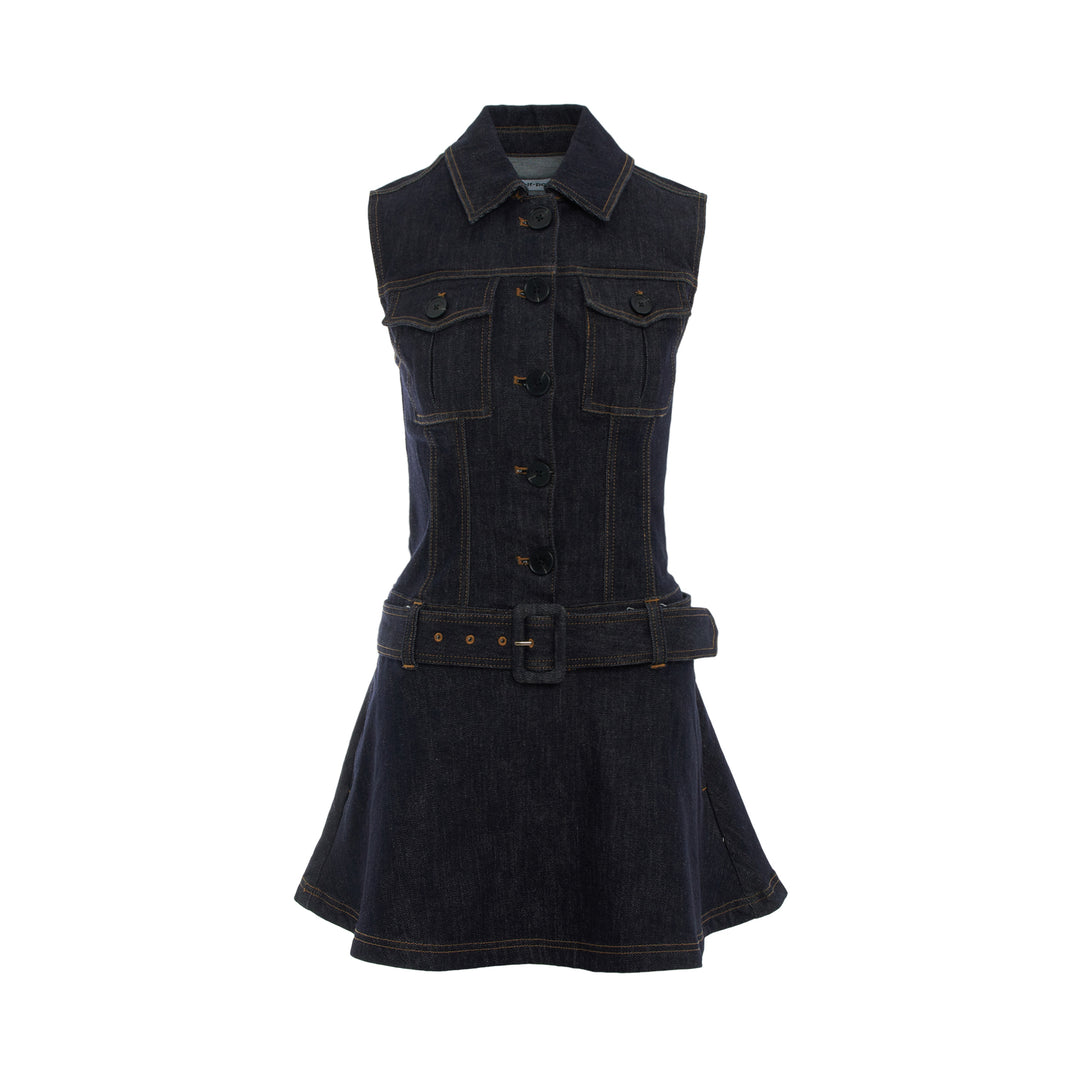 Indigo Denim Flared Mini Dress