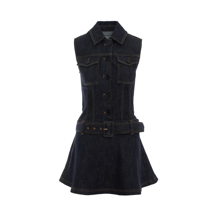 Indigo Denim Flared Mini Dress