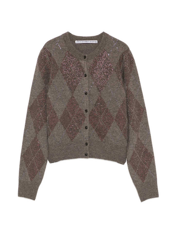 Cropped Cardigan With Argyle