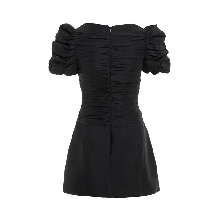Black Floral Appliqué Mini Dress