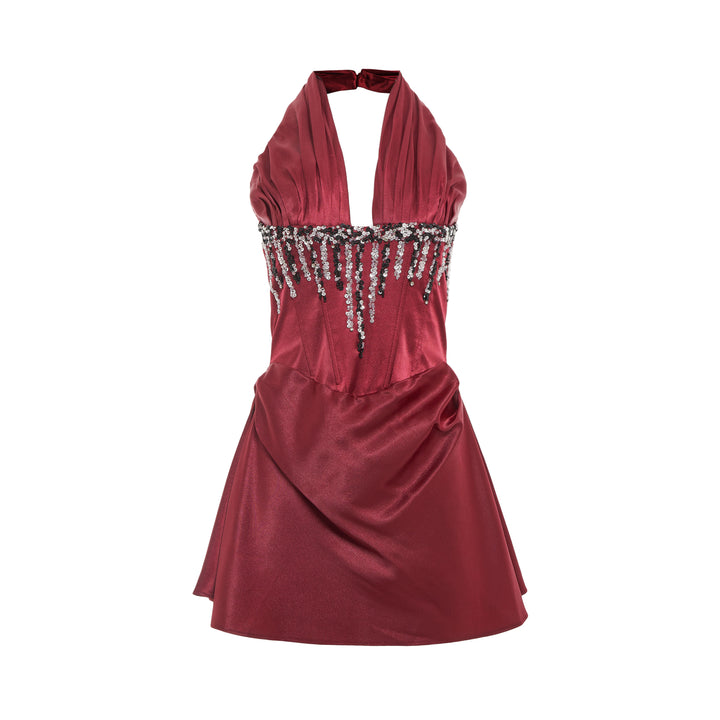 Sequin Embellished Halter Dress