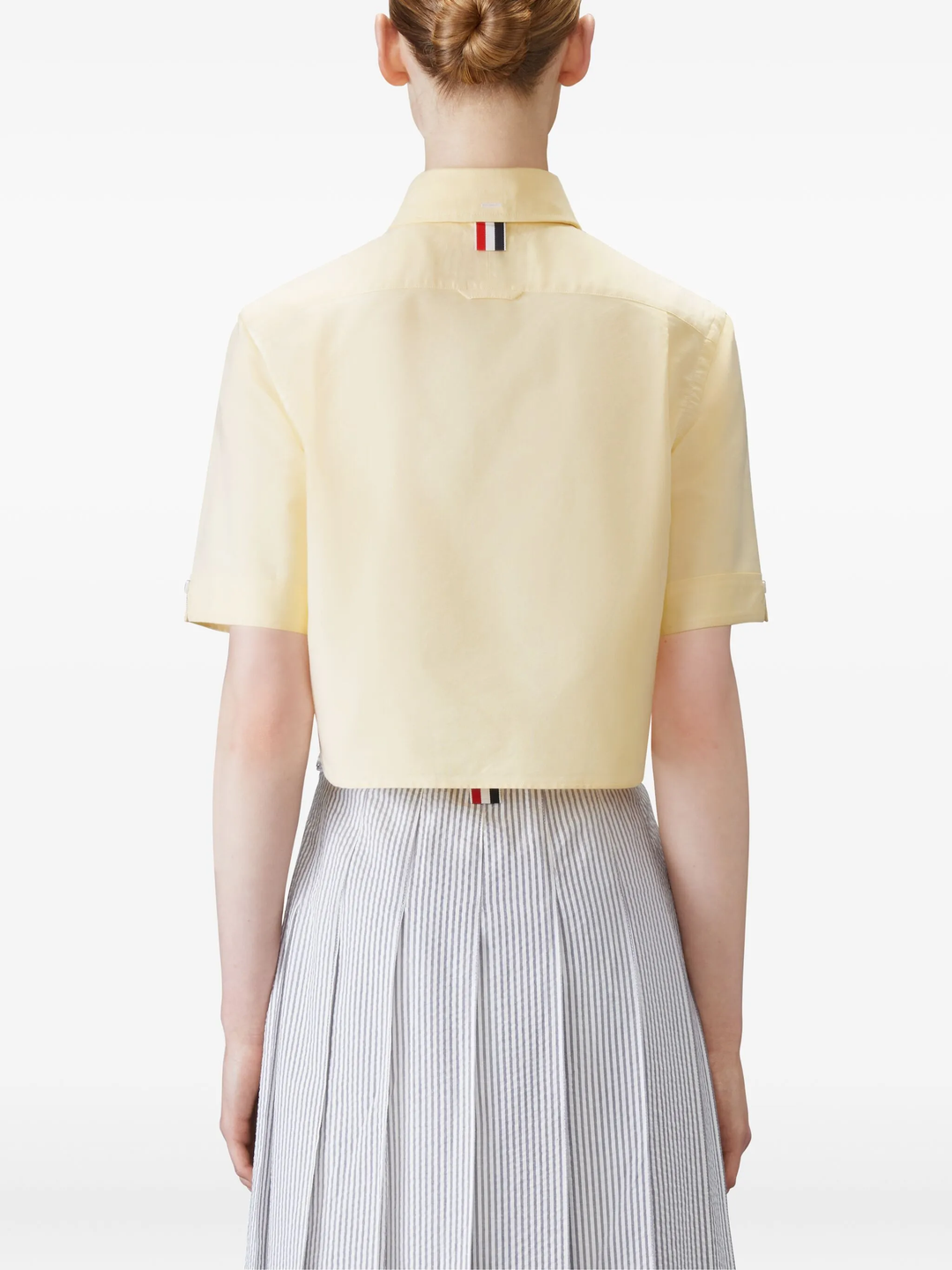 Cropped Point Collar Short Sleeve Shirt