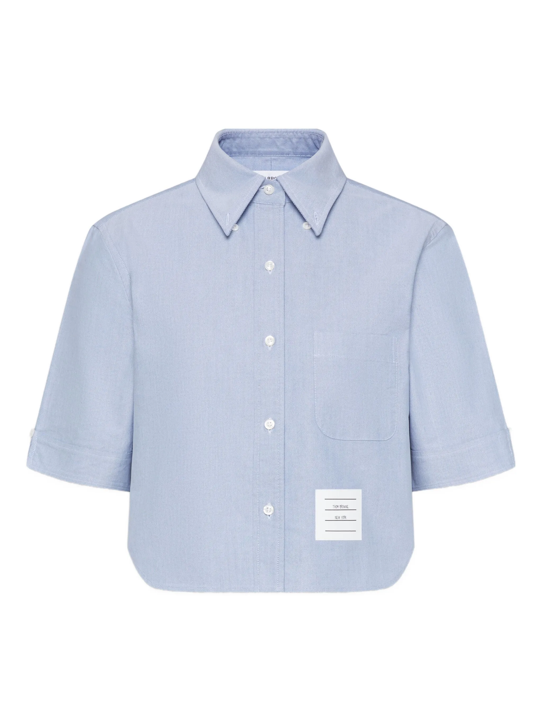 Cropped Short Sleeve Oxford Shirt