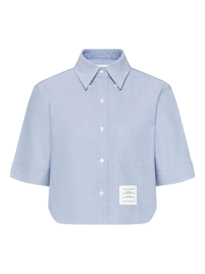 Cropped Short Sleeve Oxford Shirt