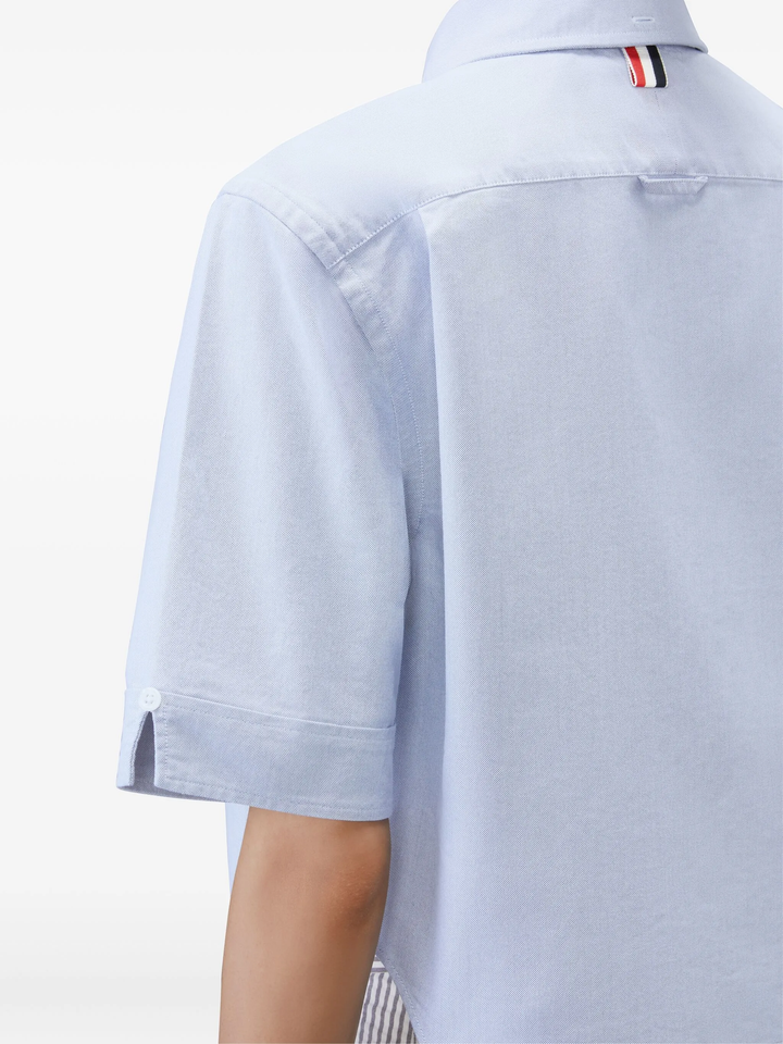 Cropped Short Sleeve Oxford Shirt