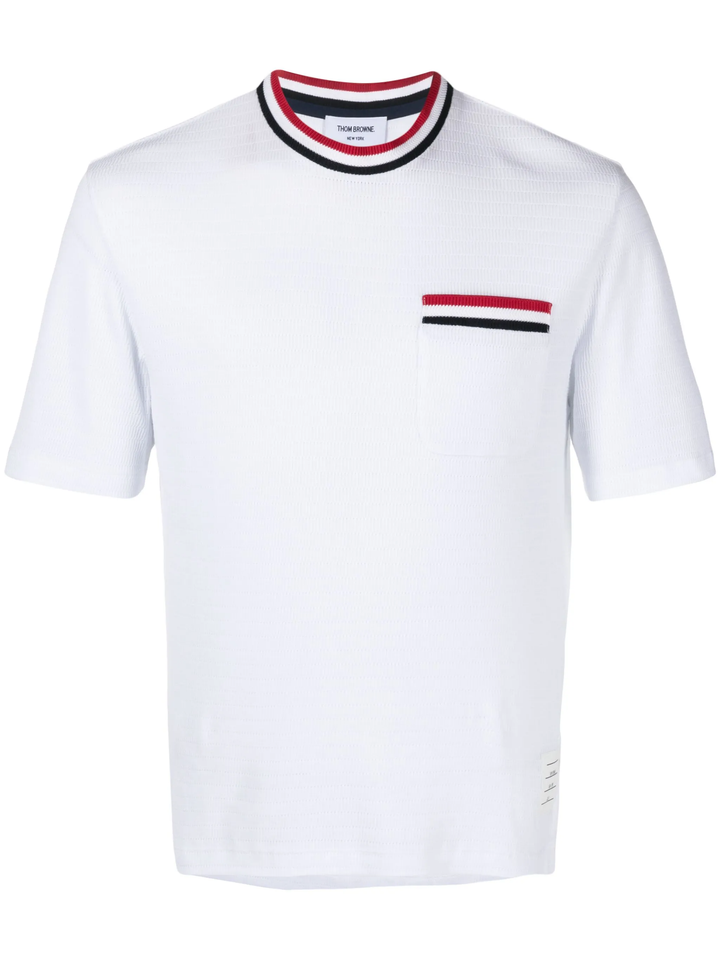 Short Sleeve Tee With Stripe Racking Stitch