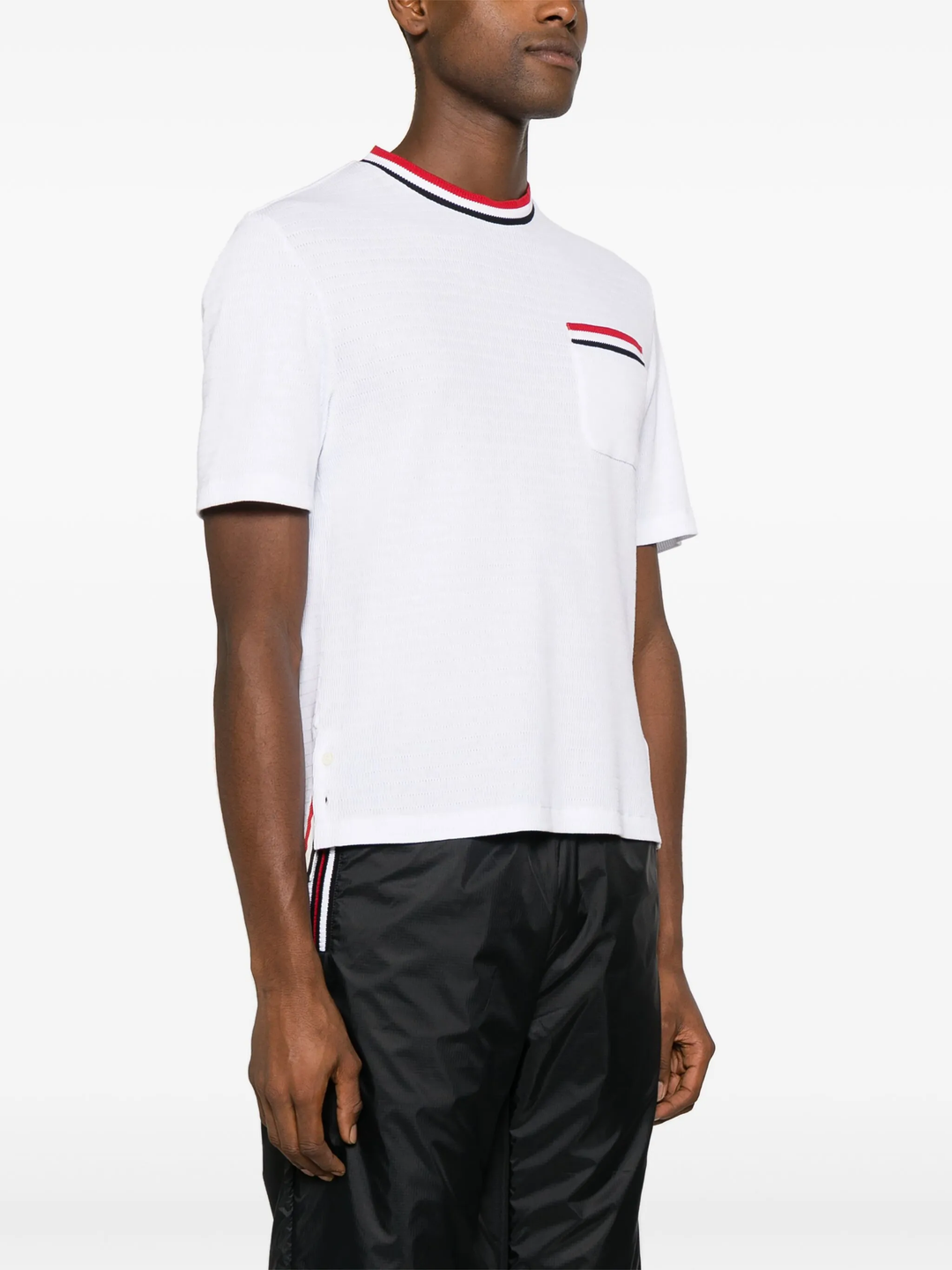 Short Sleeve Tee With Stripe Racking Stitch