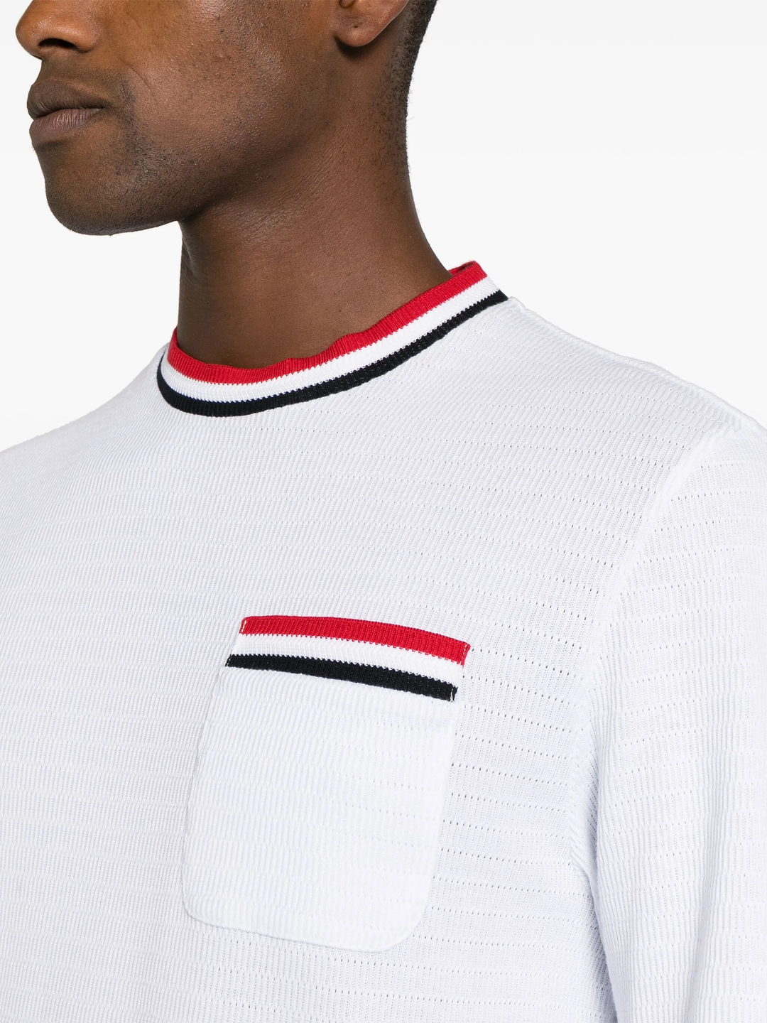 Short Sleeve Tee With Stripe Racking Stitch