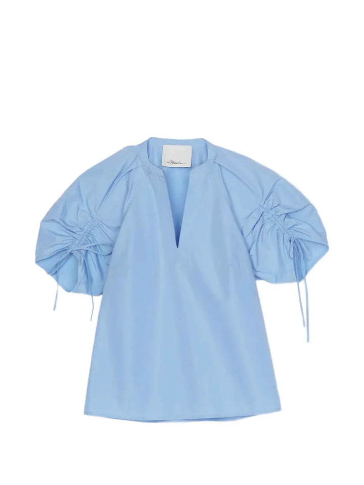 Ruched Sleeve V Neck Top