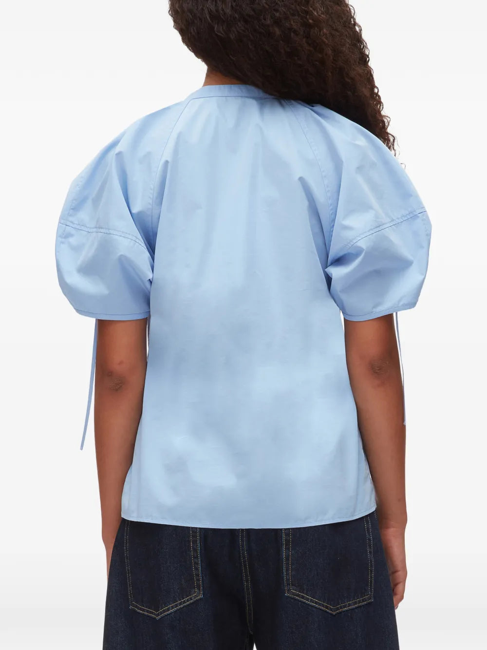 Ruched Sleeve V Neck Top